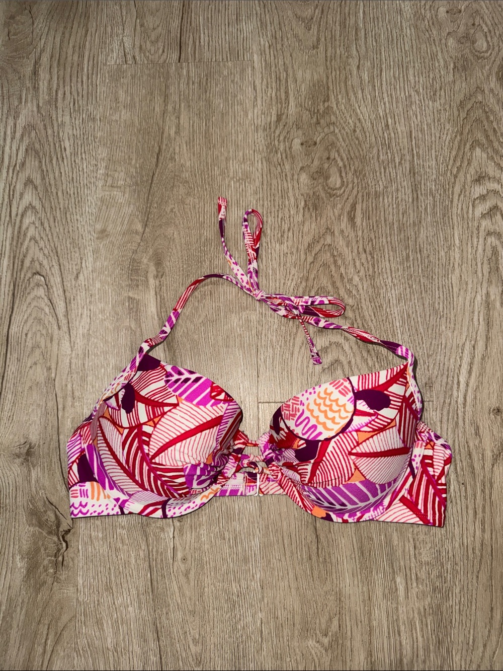 aerie Pink Purple Red Printed Bikini Top